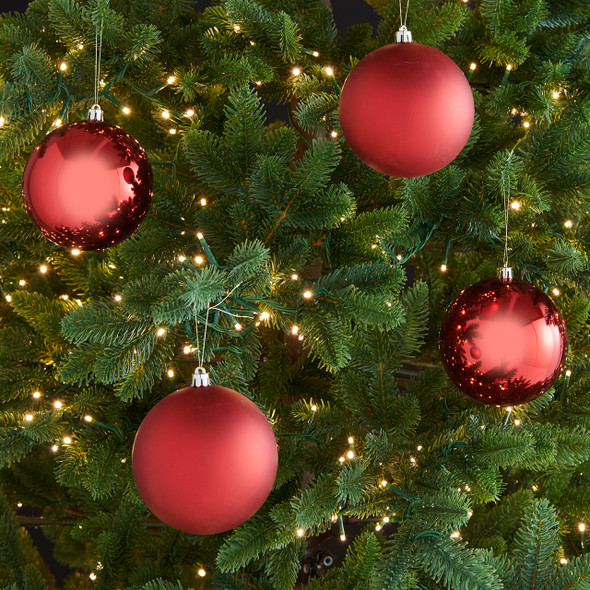 In-Store Only - 4 in. Red Shatterproof Ball Ornaments, Set of 4