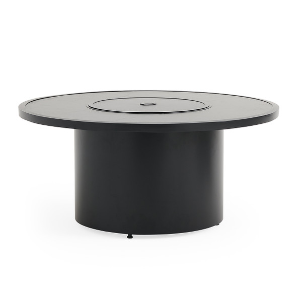 Sintered Stone Top 48 in. D Textured Black Aluminum LP Gas Fire Pit Table