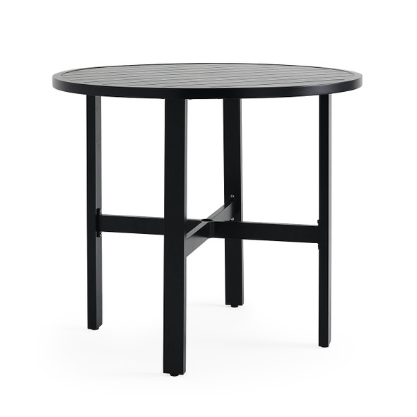 Chelsea Textured Black Aluminum 48 in. D Bar Table