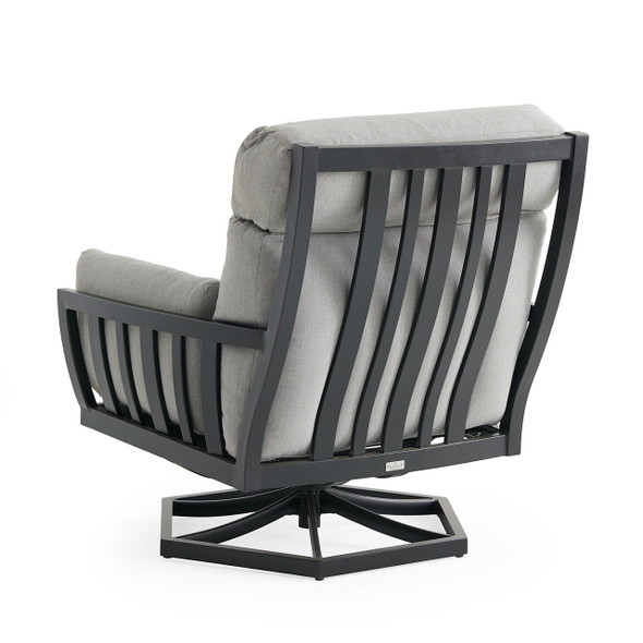 Siena Coal Aluminum with Panama Stone Grey Cushions Swivel Club Rocker