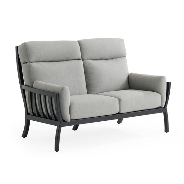 Siena Coal Aluminum with Panama Stone Grey Cushions Loveseat