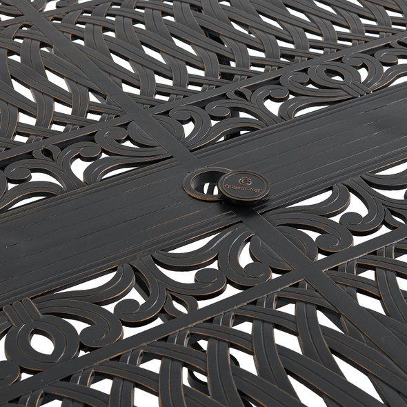 Roma Black Gold Cast Aluminum 108 x 60 in. Dining Table