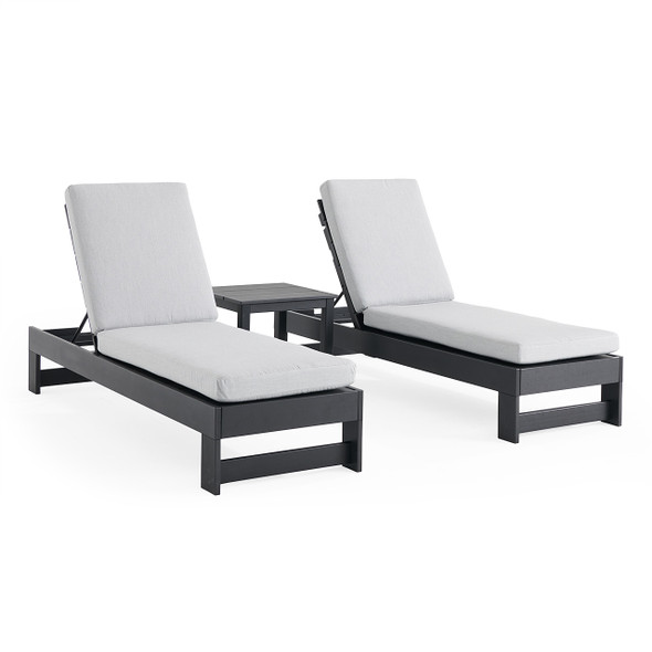 Montauk Polymer with Cushions 3 Piece Chaise Lounge Set + 23 in. Sq. End Table