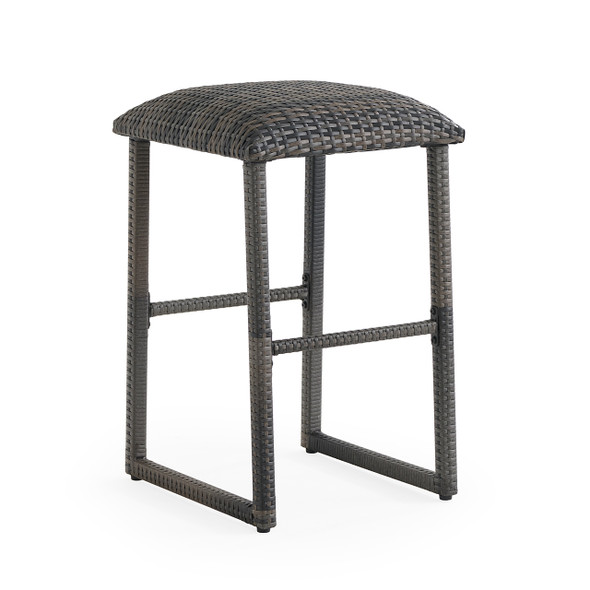 Venice Silver Oak Outdoor Wicker Backless Padded Barstool