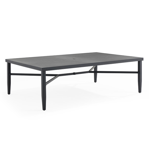 Portofino Midnight Aluminum 94 x 64 in. Rect. Slat Top Post Leg Dining Table