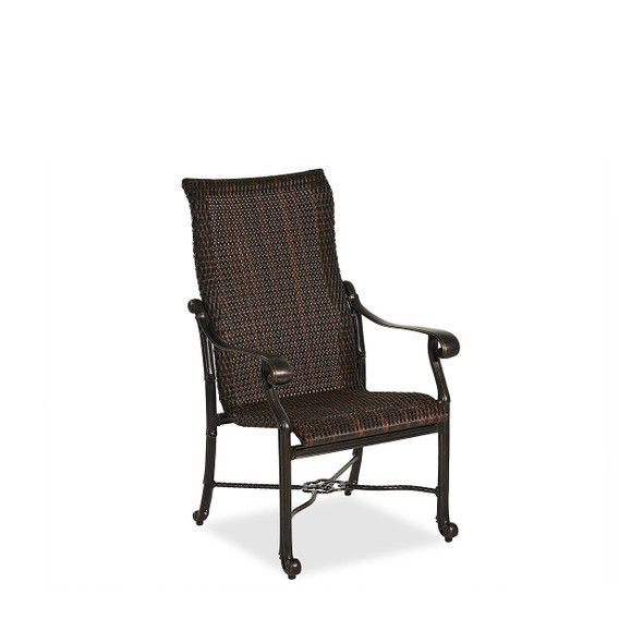 Florence Midnight Gold Cast Aluminum and Chestnut Outdoor Wicker Dining Chair