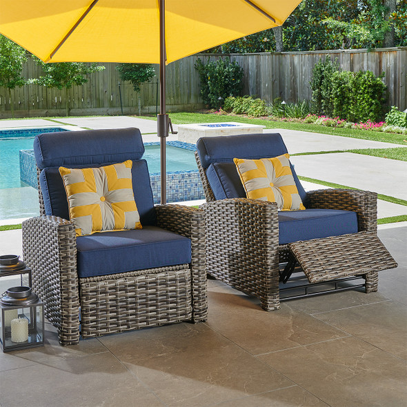 Sonoma Husk Outdoor Wicker with Cushions 2 Piece Recliner Set