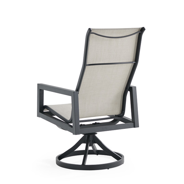 Portofino Midnight Aluminum with Prestige Stucco Sling Swivel Rocker