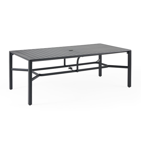 Ventura Textured Black Aluminum 84 x 42 in. Rect. Slat Top Dining Table -