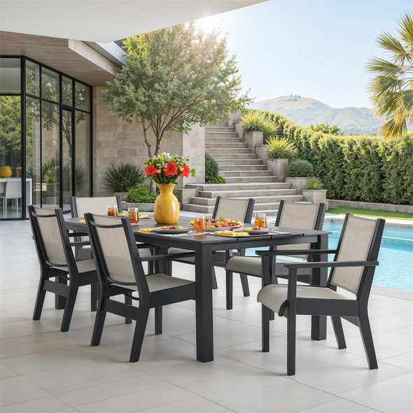 Montauk Polymer with Sling 7 Piece Dining Set + 84 x 44 in. Table