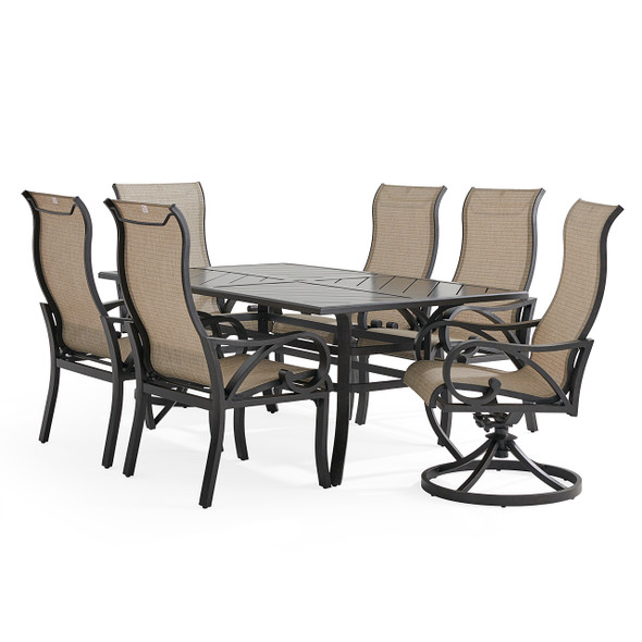 Key West Rustic Bronze Aluminum with Sling 7 Piece Combo Dining Set + 70 x 40 in. Table