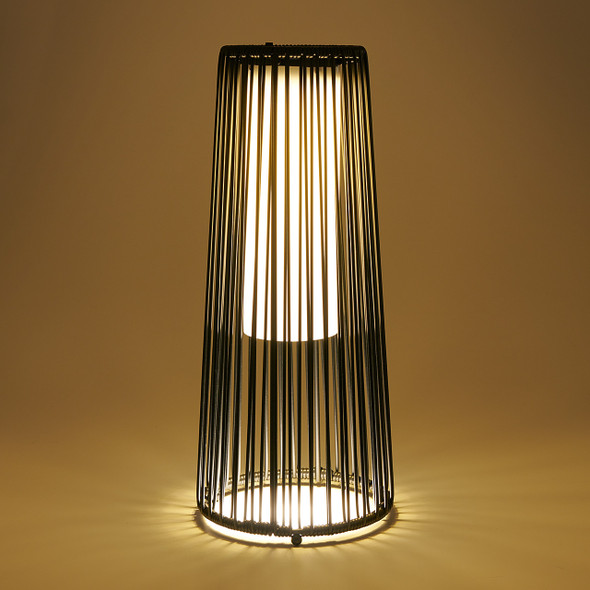 19.7 in. Black Wicker Solar Lamp