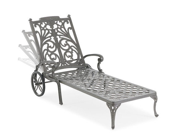 Naples Aged Bronze Cast Aluminum with Cushions 2 Piece Chaise Lounge Set + 22 in. D Table