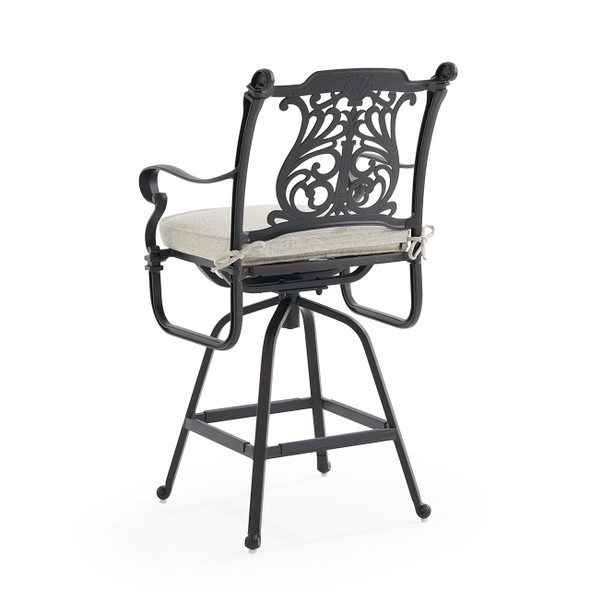 Naples Aged Bronze Cast Aluminum Swivel Bar Stool with Cushion