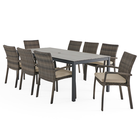 Sonoma Outdoor Wicker with Cushions 9 Piece Dining Set + 84 x 40 in. Table