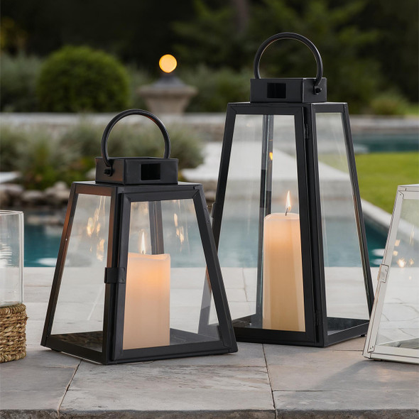 Tapered Prism Lantern, Iron - 17 in