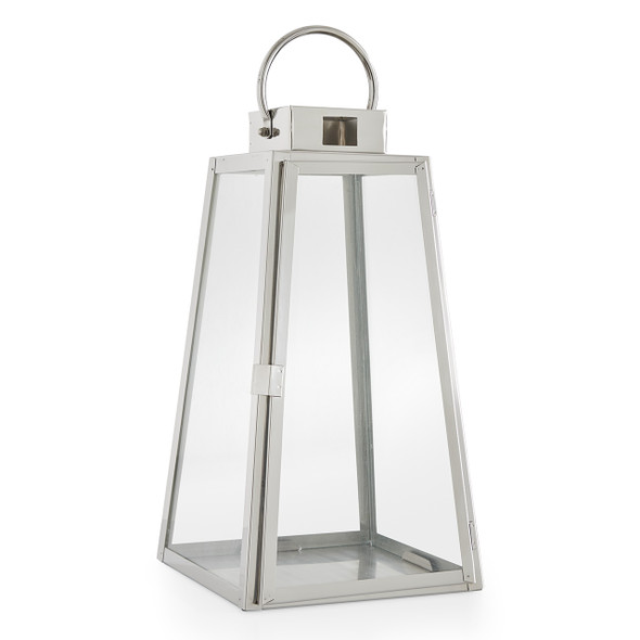 Tapered Prism Lantern, Stainless Steel - 17 in