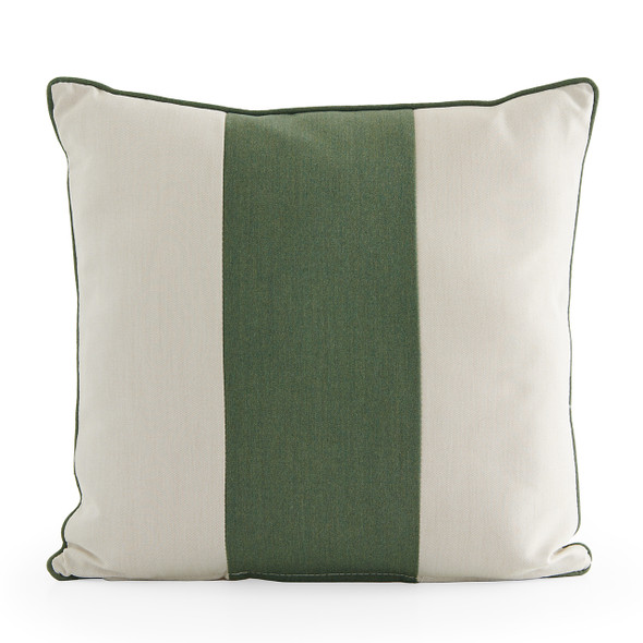 18 in. Scotland Green Block-Stripe Outdoor Throw Pillow