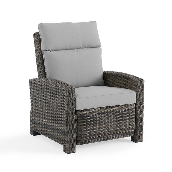 Rio Silver Oak Outdoor Wicker with Cozy Ash Cushions Recliner