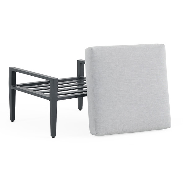 Portofino Husk Midnight Aluminum with Cushion Ottoman