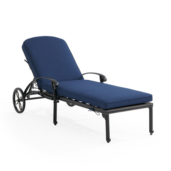 Roma Black Gold Cast Aluminum with Cushions Chaise Lounge
