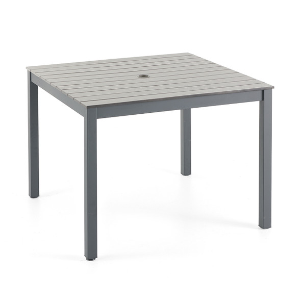 Contempo Dark Grey Aluminum Duraboard Slat Top 41 in. Sq. Dining Table