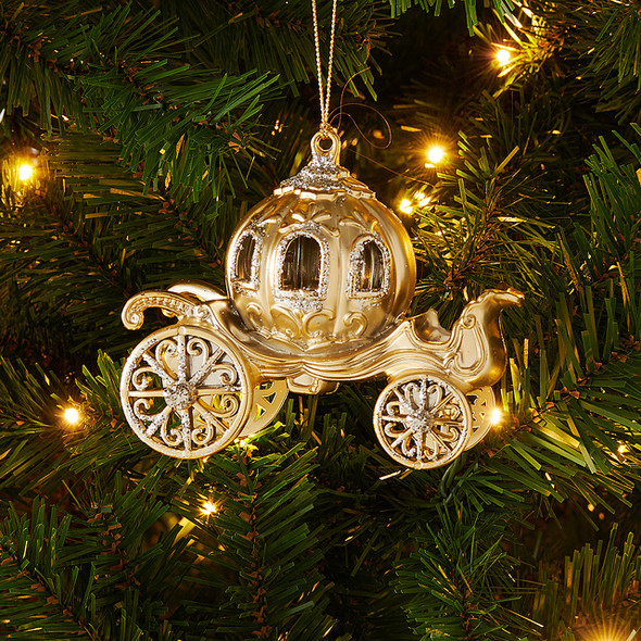 In-Store Only - 5 Inch Plastic Metallic Gold Carriage Ornament
