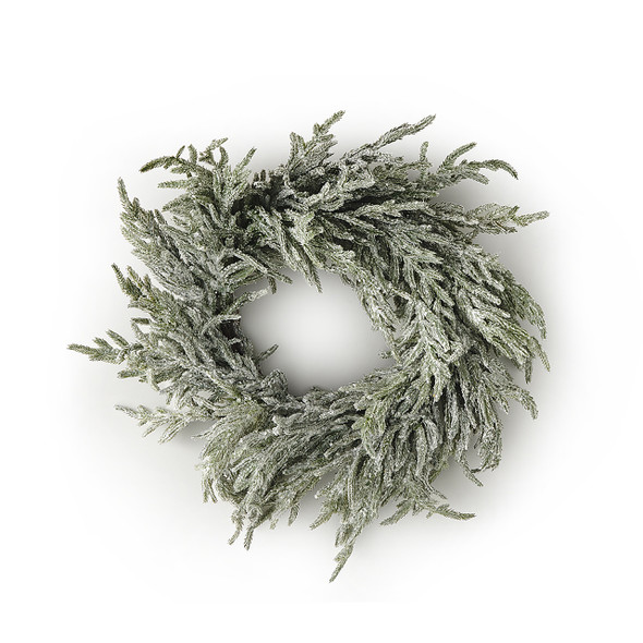 In-Store Only - 24 in. Real Touch Flocked Norfolk Pine Wreath, Unlit