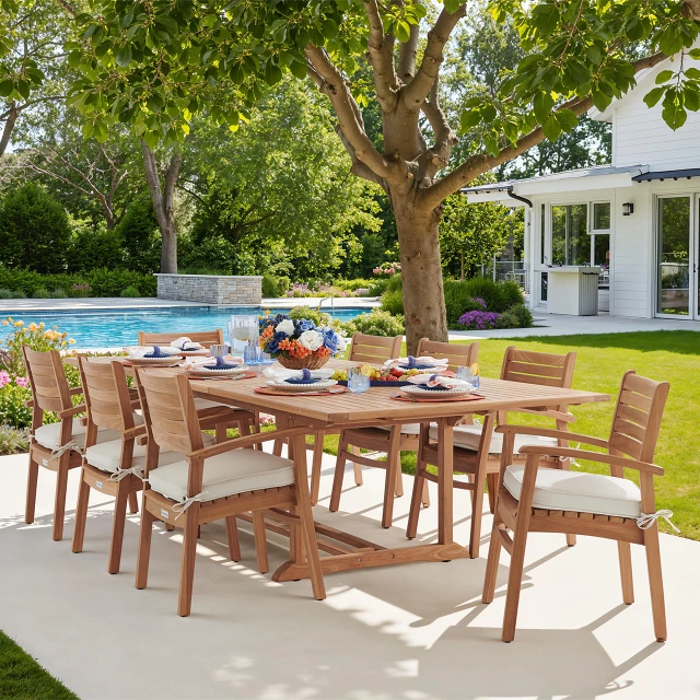 Bristol Teak 87-118 x 47 in. Rect. Double Extension Dining Table