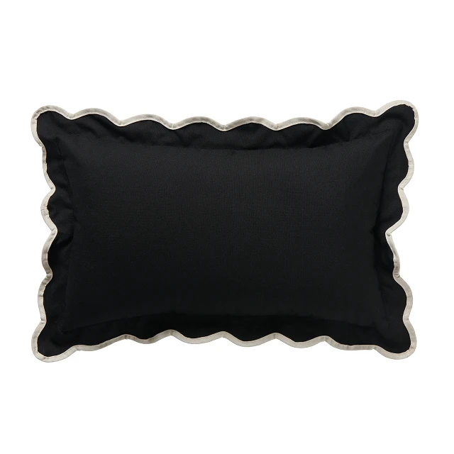 Navy and Natural 12 x 20 in. Lumbar Pillow with Welted Flange