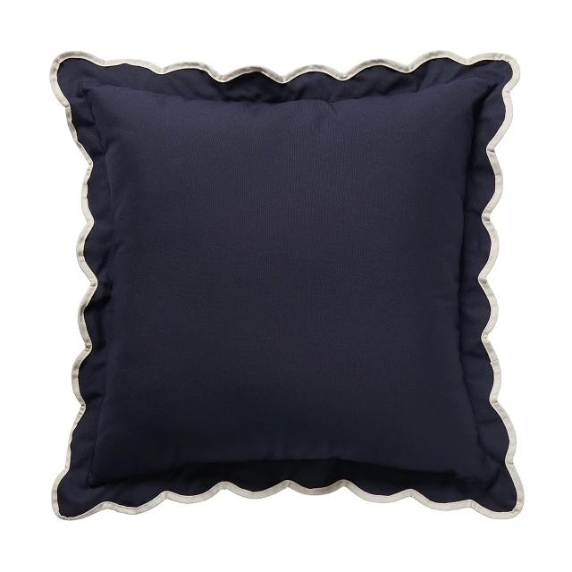 Navy and Natural 12 x 20 in. Lumbar Pillow with Welted Flange