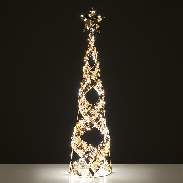 3.3 ft. Gold Tinsel Cone Tree with 600 Warm White Lights
