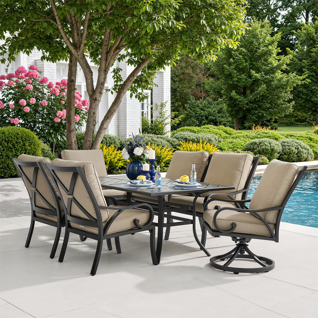 Soho Slate Grey Aluminum with Cushion Swivel Rocker - Fortunoff