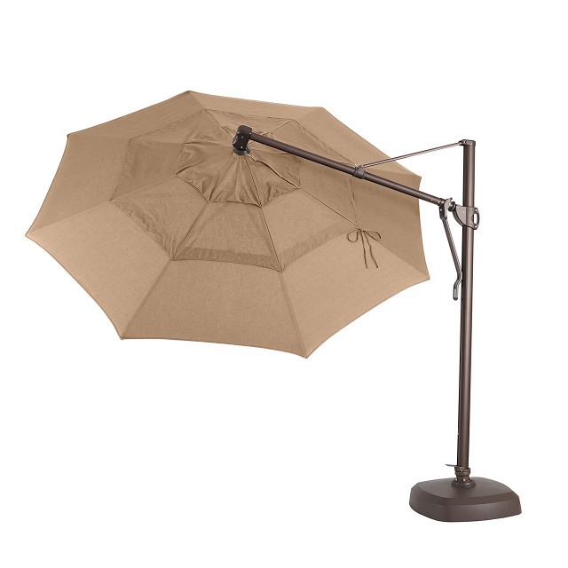 garden treasures brown patio umbrella base Outdoor 9' Market so that you are assured of a sturdy installation Shademaker Monaco Square Aluminum Umbrella