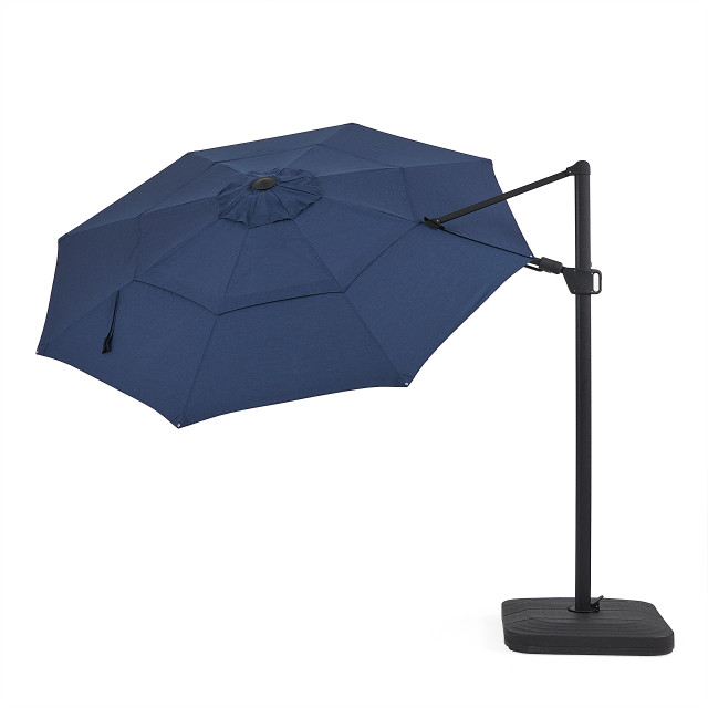 fortunoff backyard patio umbrella 9ft Expressions Solar with 32 LED Lights firmness and durability Heavy Outdoor Furniture - Umbrellas &