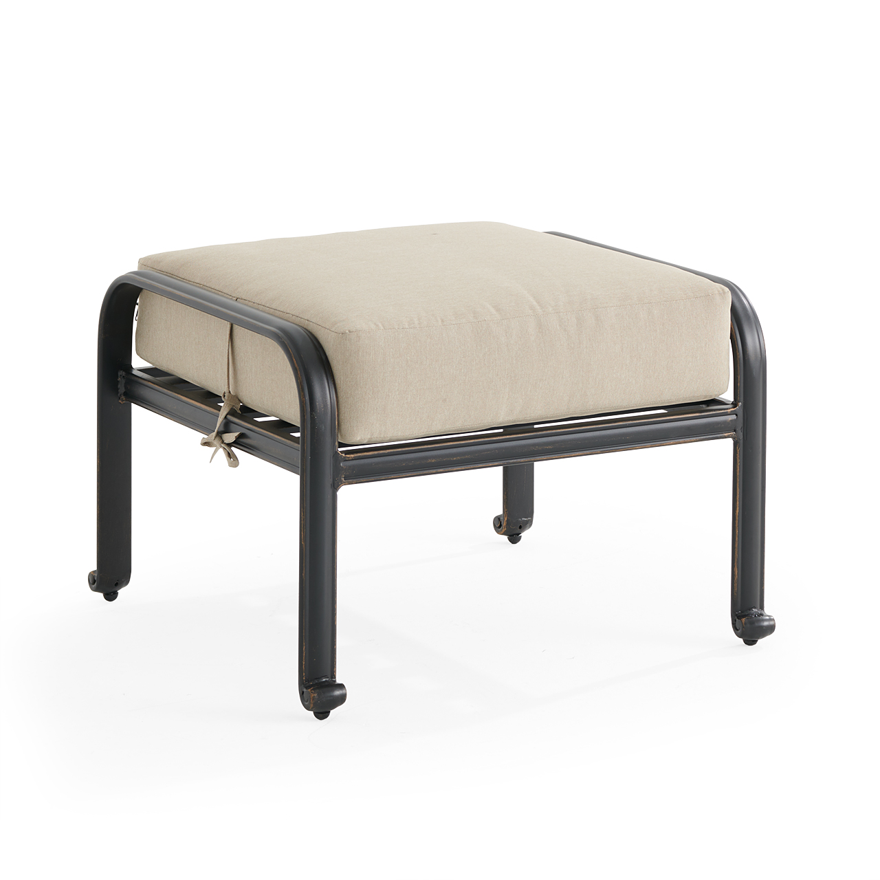 Roma Black Gold Cast Aluminum with Cushion Ottoman (Beige)