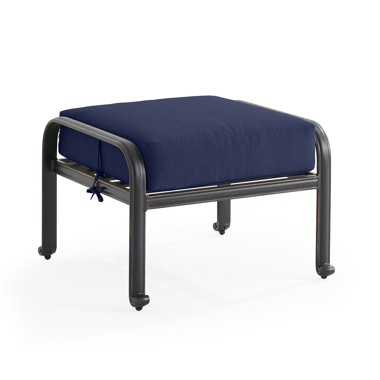 Roma Black Gold Cast Aluminum with Cushion Ottoman (Navy)