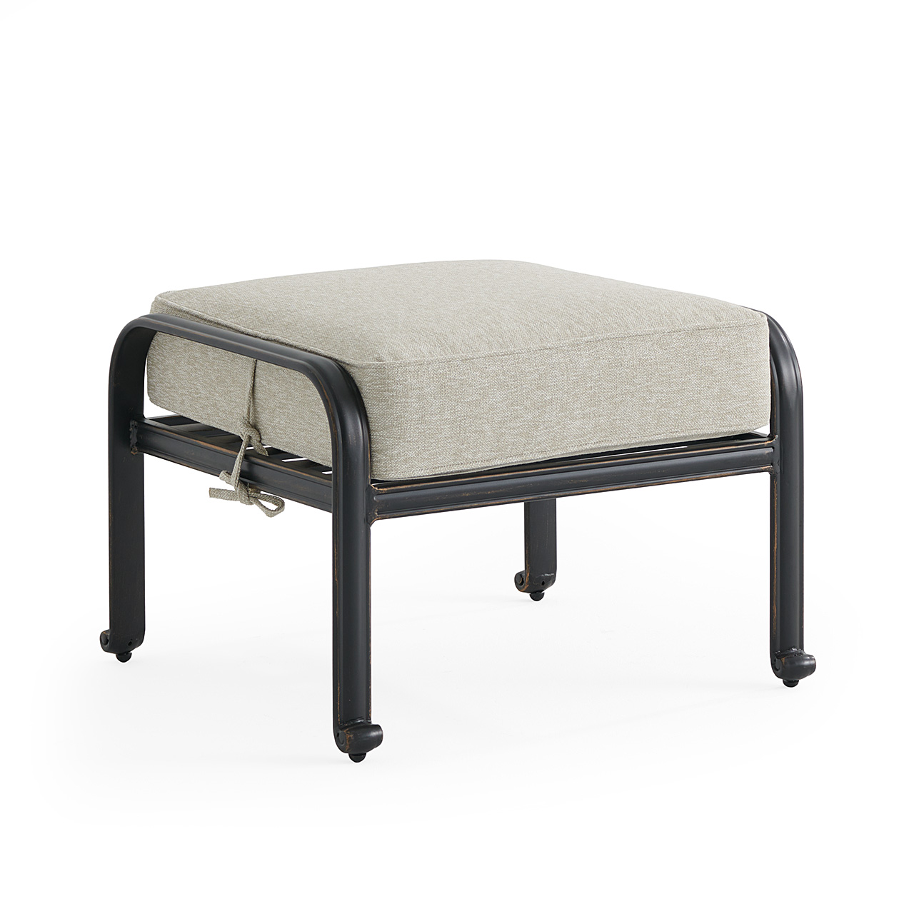 Roma Black Gold Cast Aluminum with Cushion Ottoman (Melange Ash)