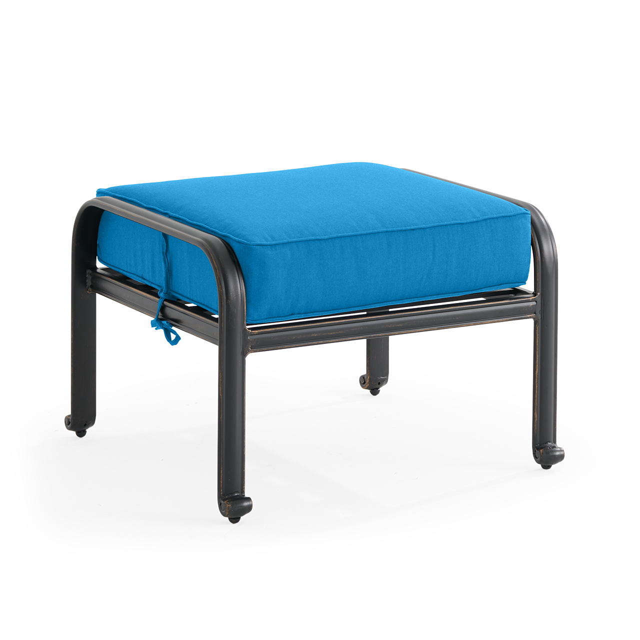 Roma Black Gold Cast Aluminum with Cushion Ottoman (Canvas Regatta)