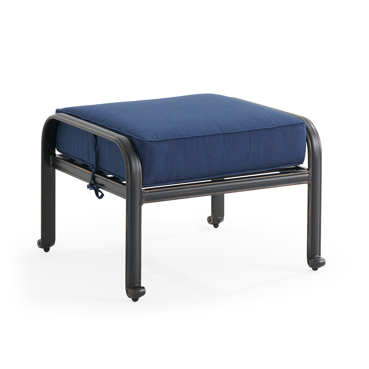 Roma Black Gold Cast Aluminum with Cushion Ottoman (Spectrum Indigo)