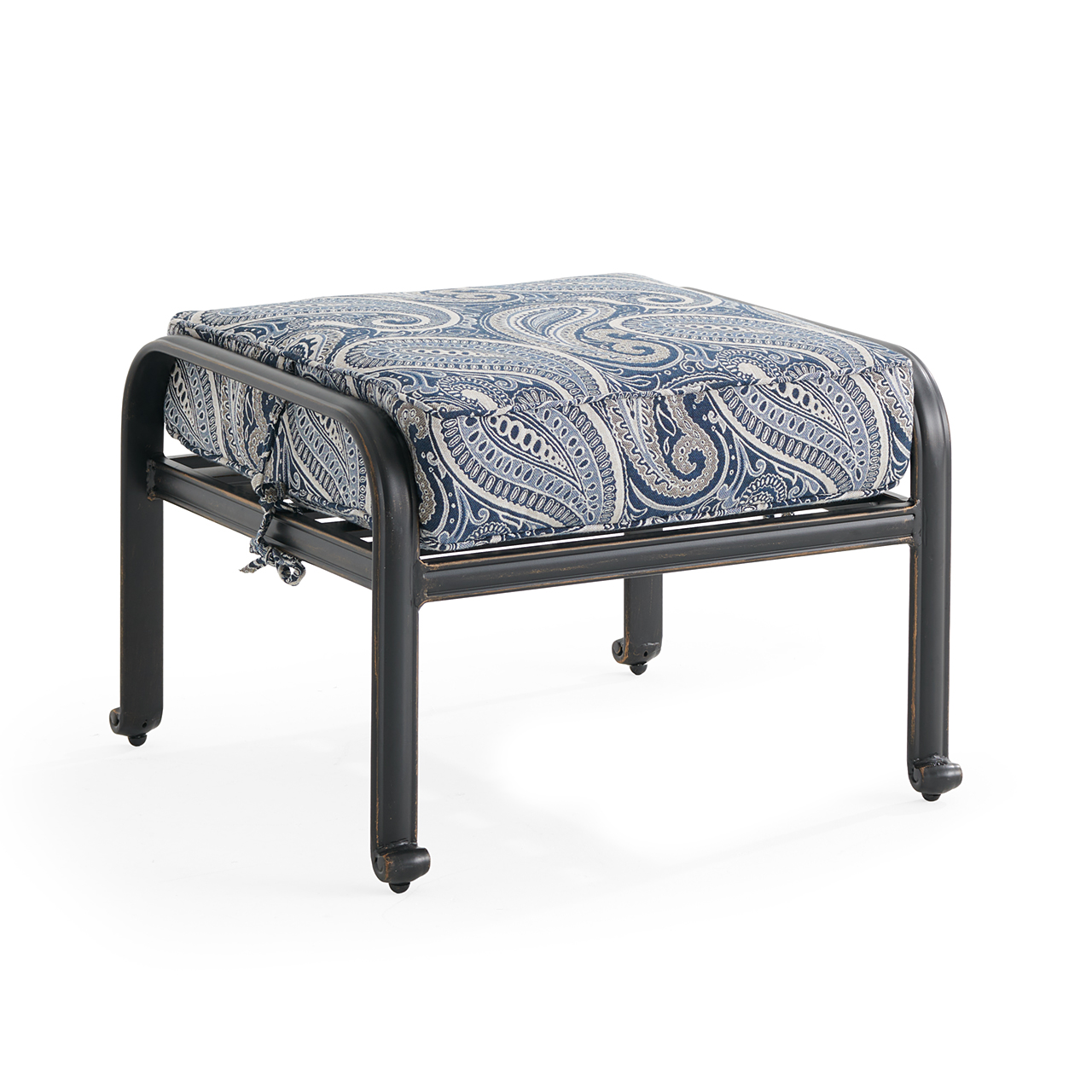 Roma Black Gold Cast Aluminum with Cushion Ottoman (Royce Indigo)