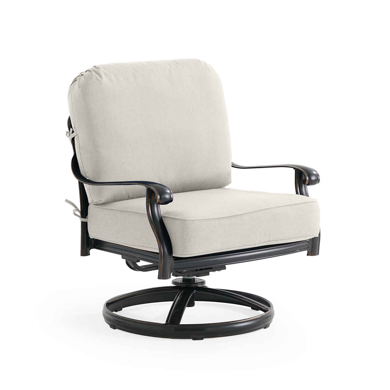 Roma Black Gold Cast Aluminum with Cushions Swivel Club Rocker (Mist)
