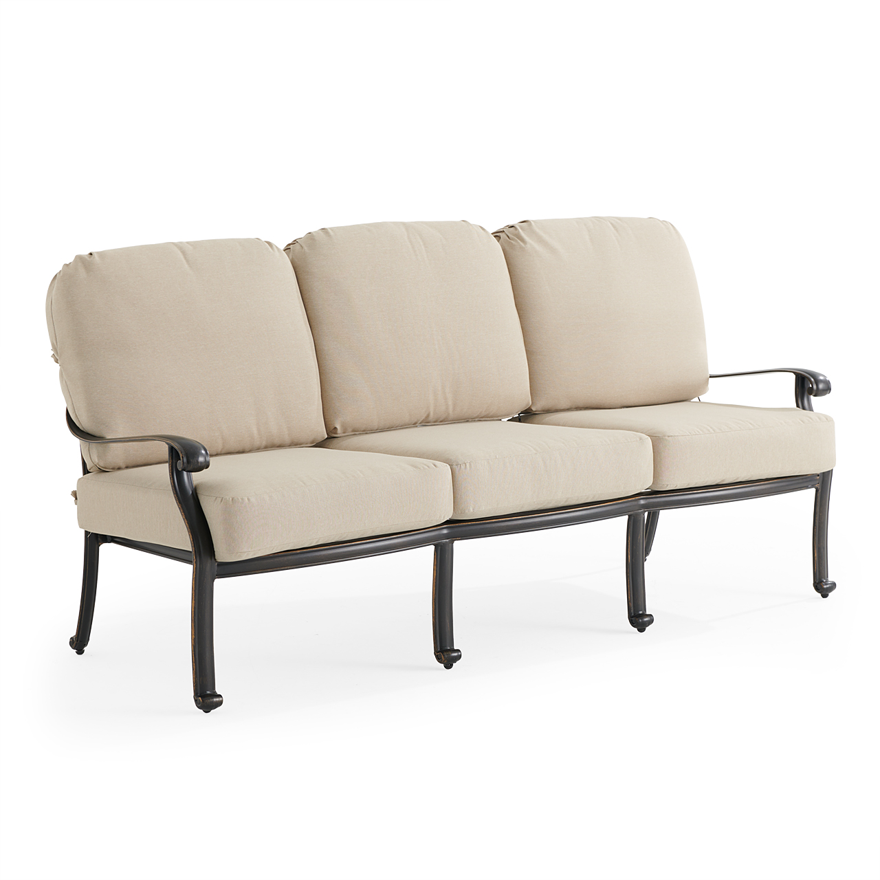 Roma Black Gold Cast Aluminum with Cushions Sofa (Beige)