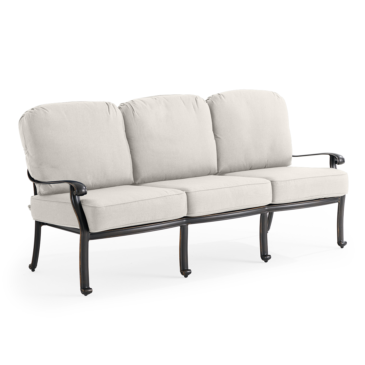 Roma Black Gold Cast Aluminum with Cushions Sofa (Mist)