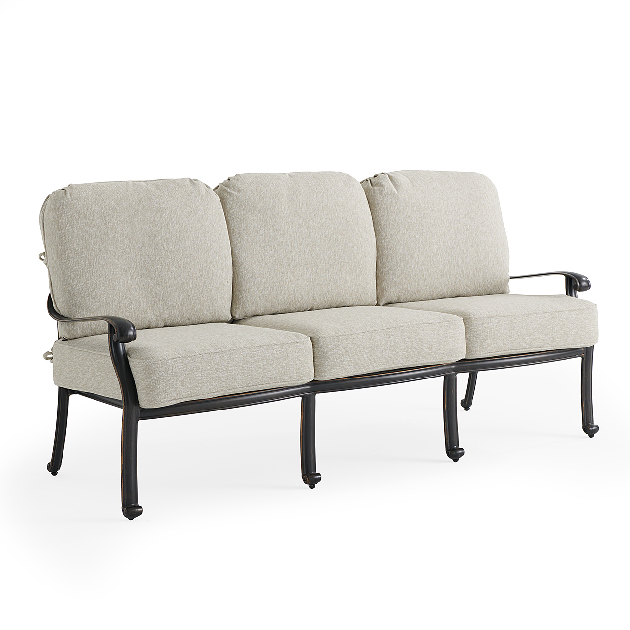 Roma Black Gold Cast Aluminum with Cushions Sofa (Melange Ash)