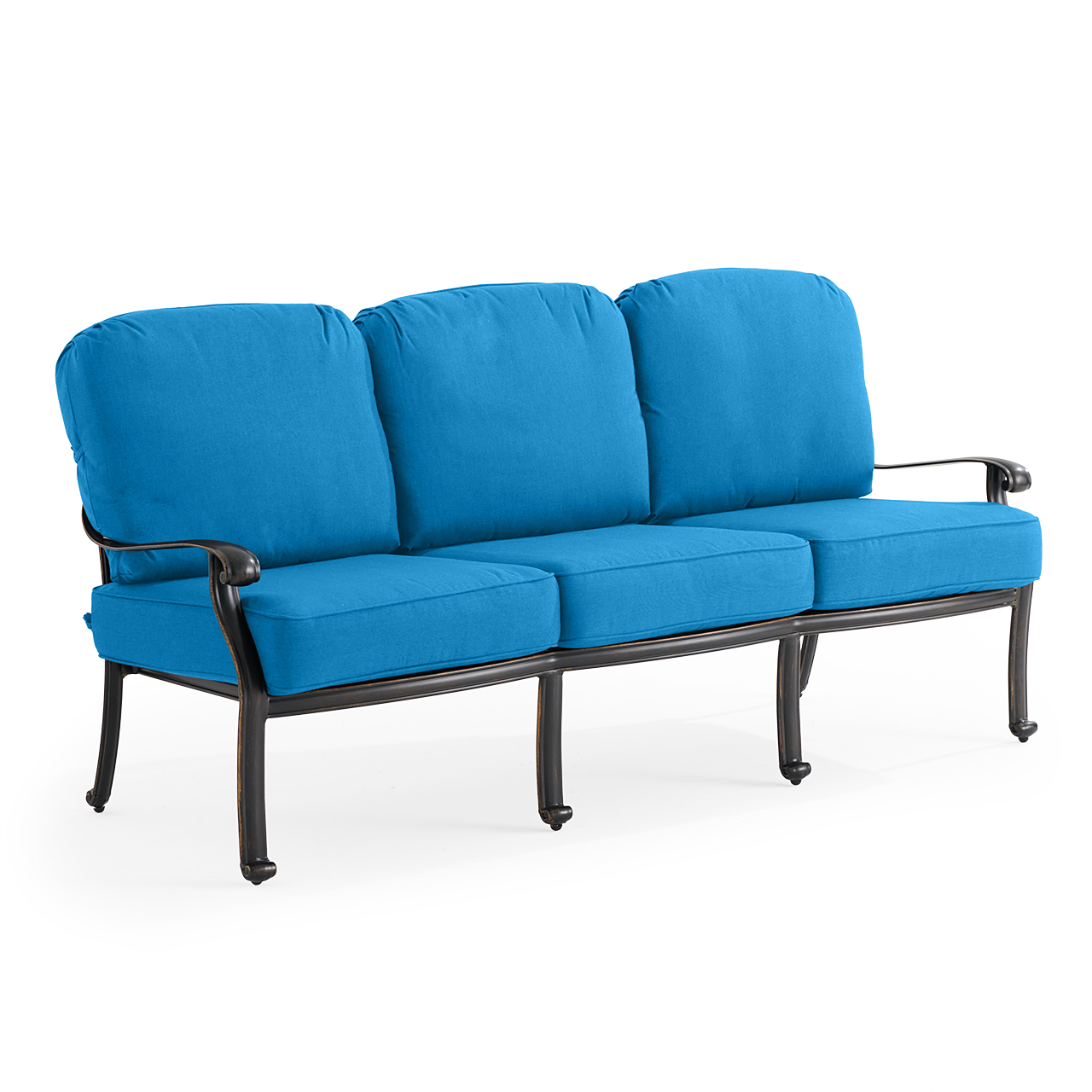 Roma Black Gold Cast Aluminum with Cushions Sofa (Canvas Regatta)