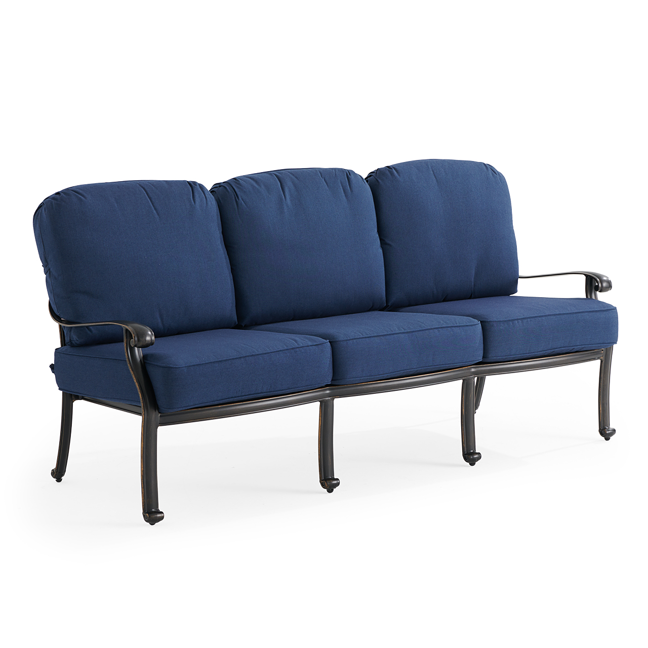 Roma Black Gold Cast Aluminum with Cushions Sofa (Spectrum Indigo)
