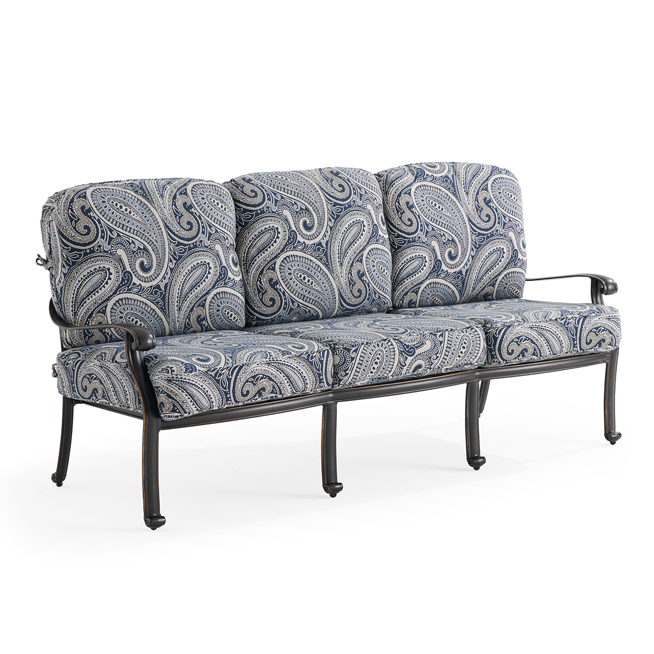 Roma Black Gold Cast Aluminum with Cushions Sofa (Royce Indigo)