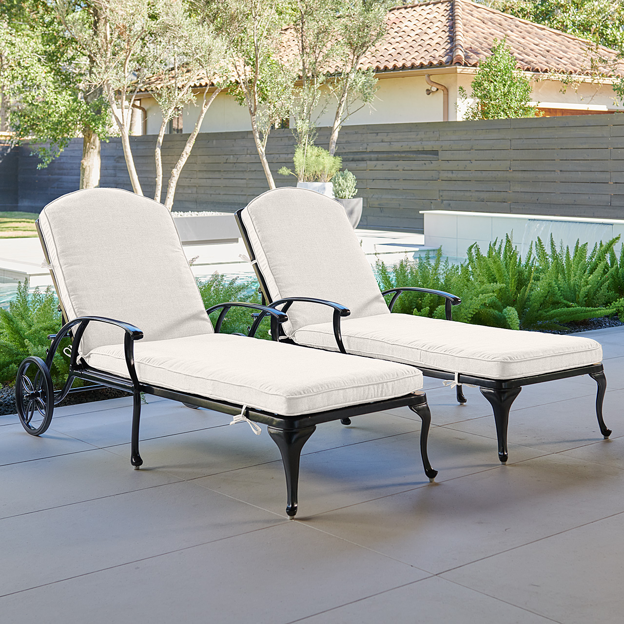Tivoli Matte Black Cast Aluminum with Cushions 2 Piece Chaise Lounge Set (Mist)