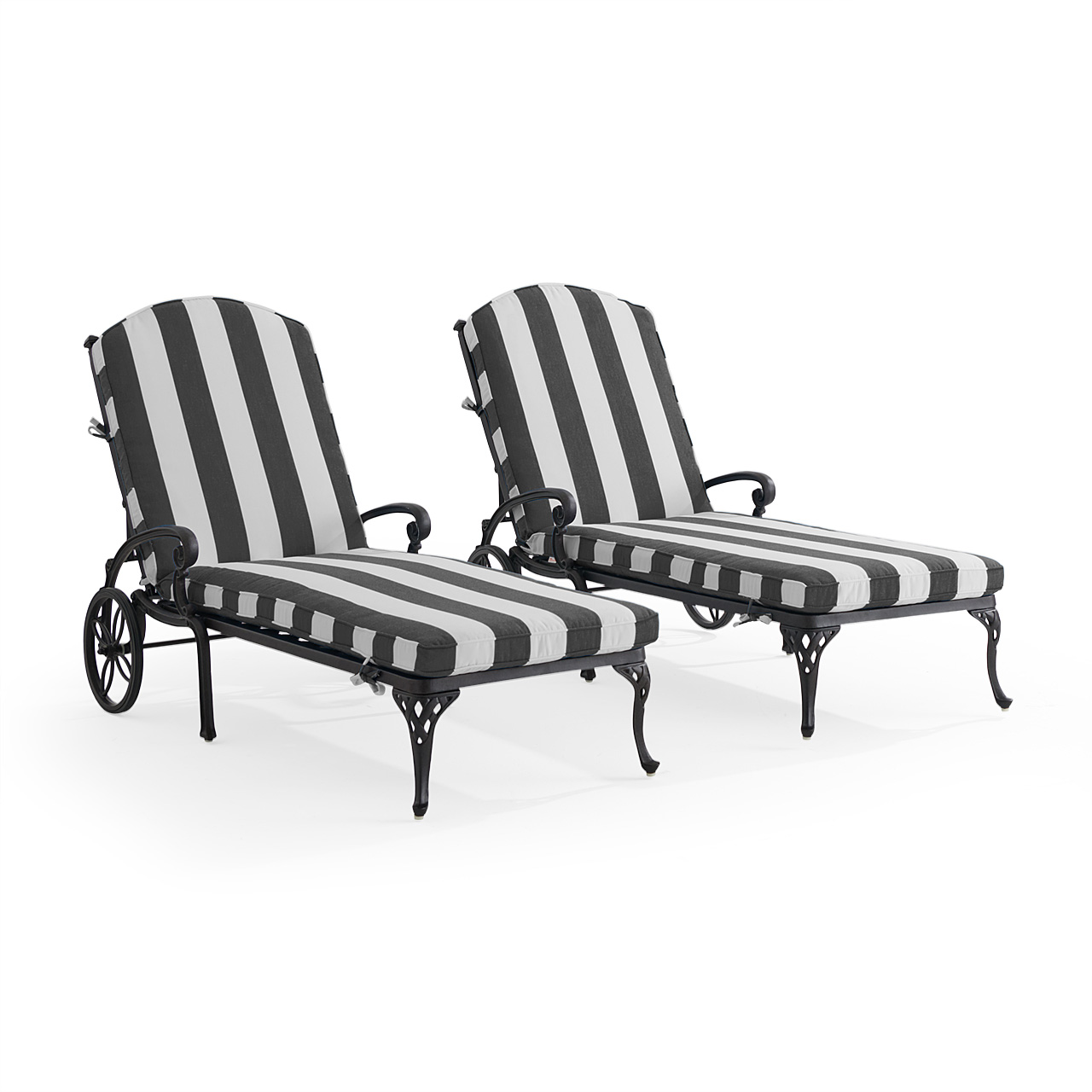 Naples Aged Bronze Cast Aluminum with Cushions 2 Piece Chaise Lounge Set (Cabana Classic)